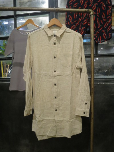 Revo. / Shirring Linen Long Shirt